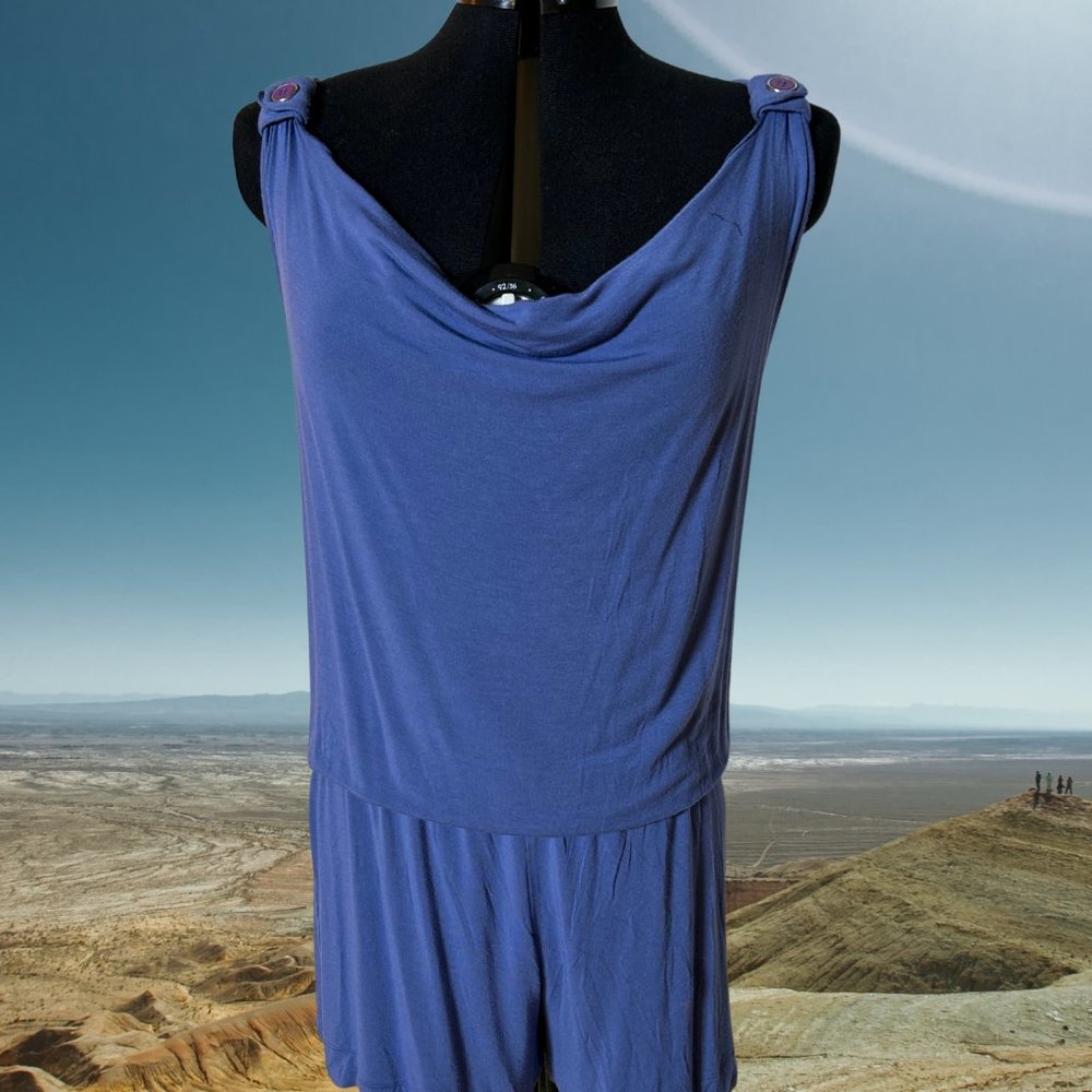 BCBG Blue Cowl Neck Tank Romper